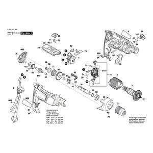 для ударной дрели Bosch AdvancedImpact 900 230 V 3603A74000, деталировка 1