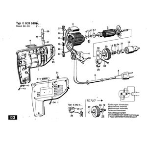 для ударной дрели Bosch P 120 SB 220 V 0603240603, деталировка 1