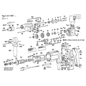 для ударной дрели Bosch RLE 220 V 0601199703, деталировка 1