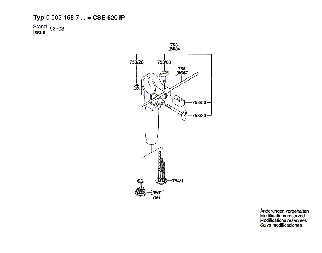 Для ударной дрели Bosch CSB 620 IP 230 V 0603168703, деталировка 2