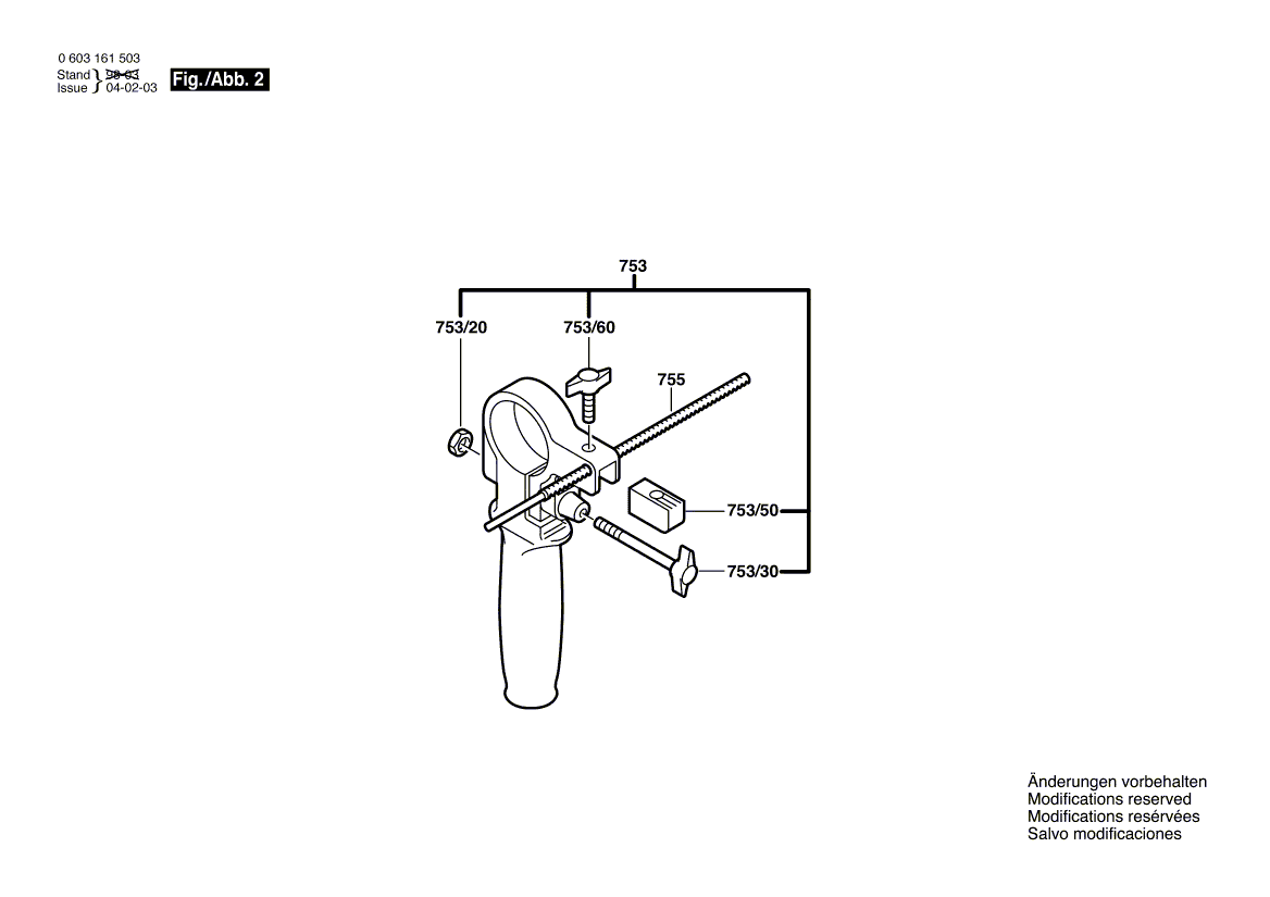 Для ударной дрели Bosch CSB 650-2 RE 230 V 0603161569, деталировка 2