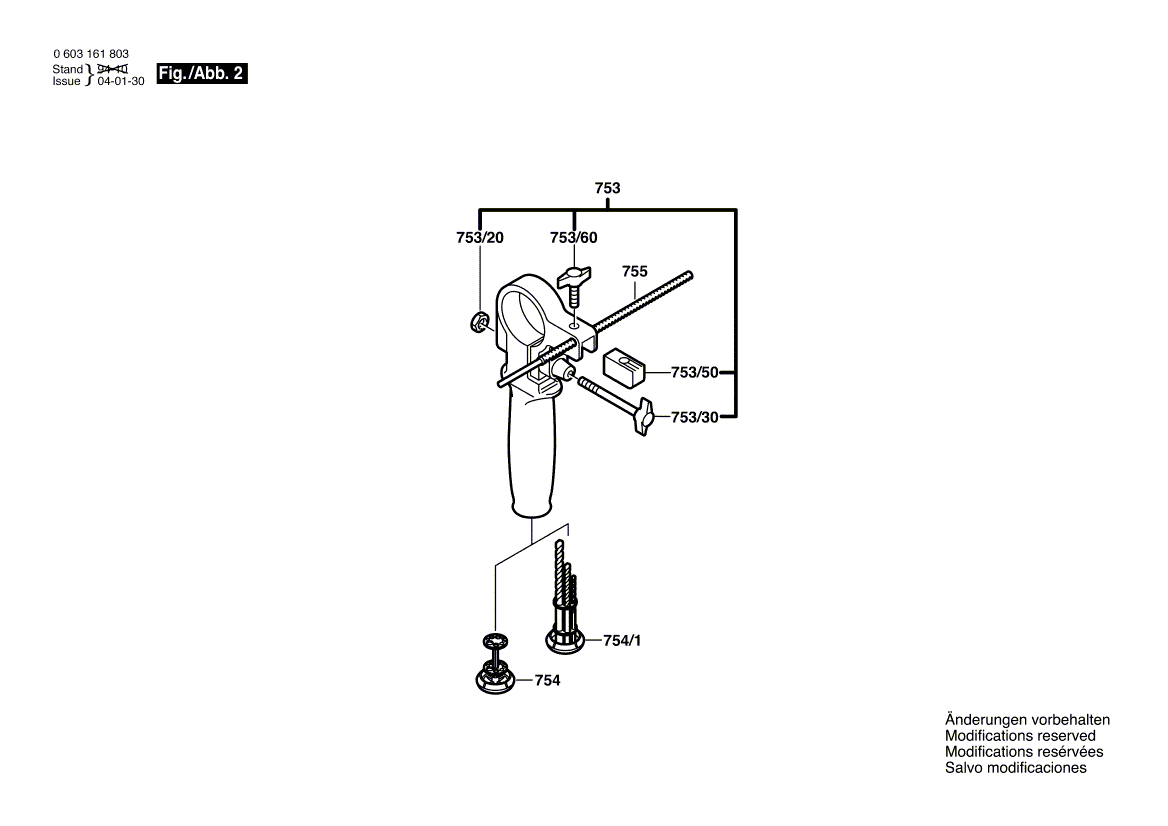 Для ударной дрели Bosch CSB 650-2 RET 230 V 0603161803, деталировка 2