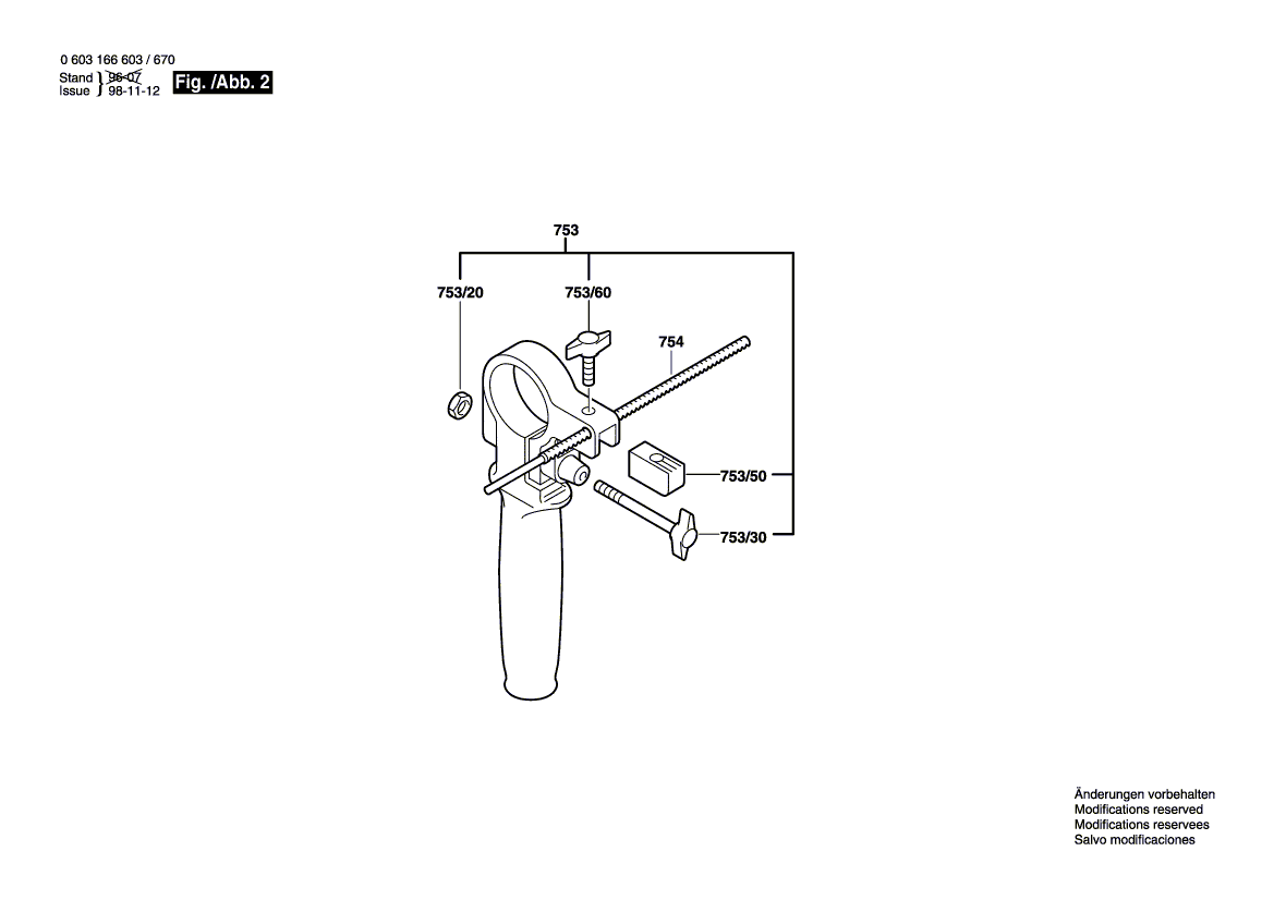 Для ударной дрели Bosch CSB 700-2 RE 230 V 0603166603, деталировка 2