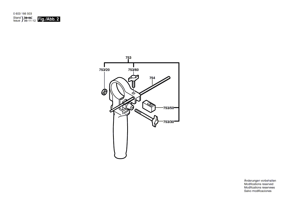 Для ударной дрели Bosch CSB 800-2 RE 230 V 0603166503, деталировка 2