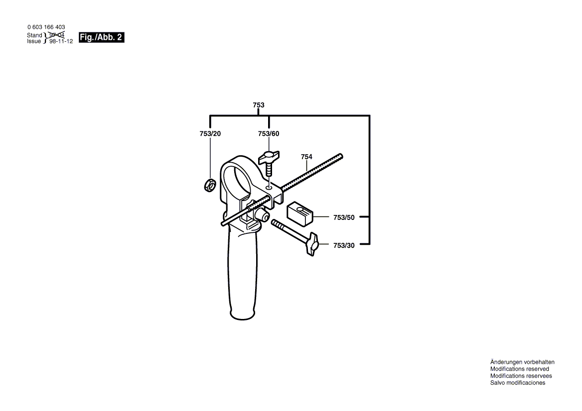 Для ударной дрели Bosch CSB 850-2 RET 230 V 0603166403, деталировка 2