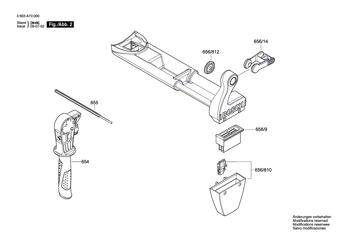 Для ударной дрели Bosch PSB 850-2 RE 230 V 3603A73001, деталировка 2