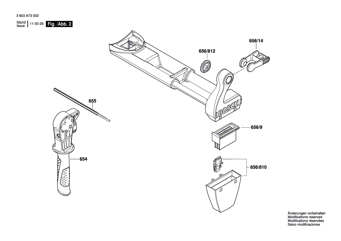 Для ударной дрели Bosch PSB 850-2 RE 230 V 3603A73003, деталировка 2