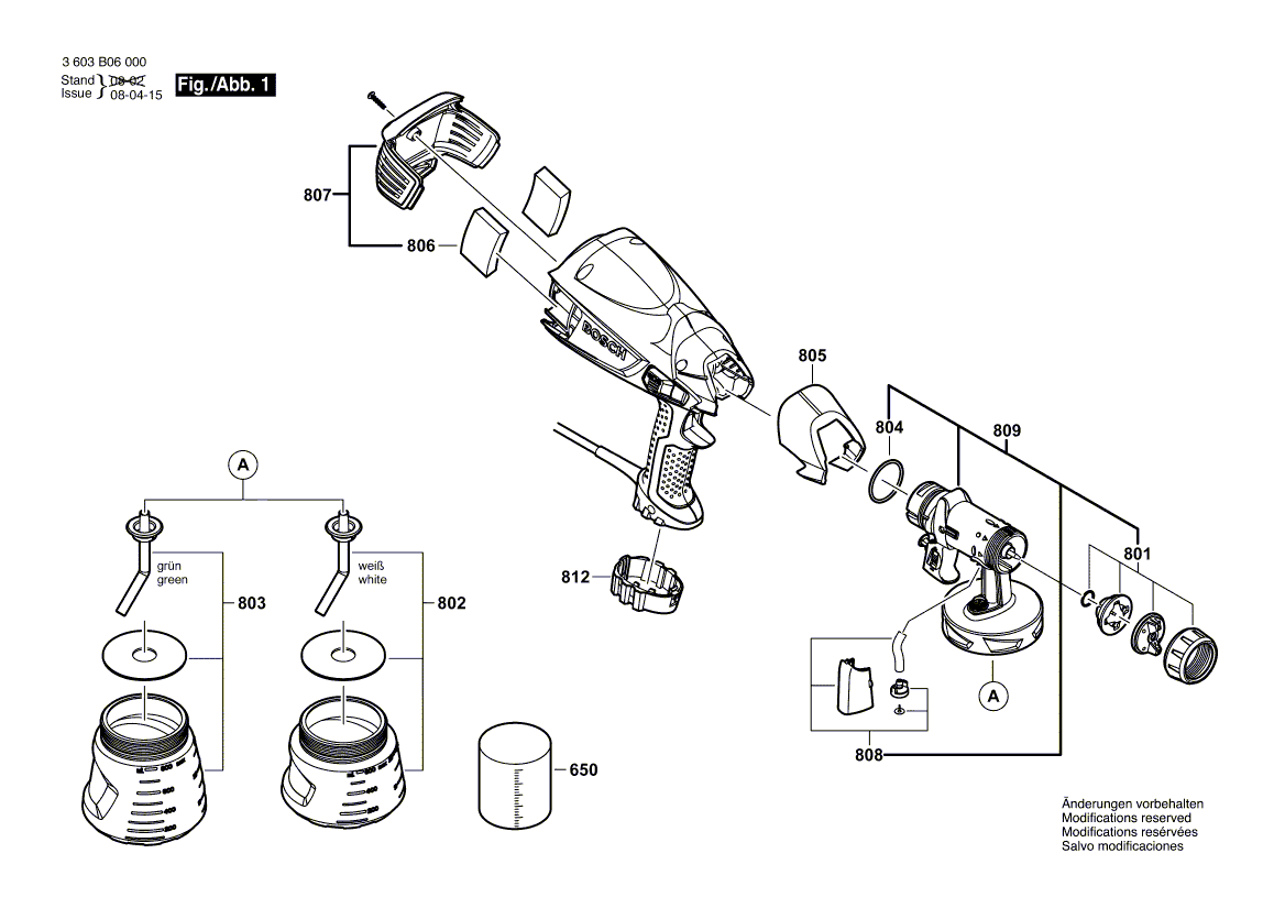 Для пистолета-распылителя Bosch PFS 55 230 V 3603B06000, деталировка 1