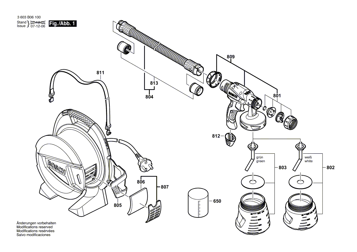 Для пистолета-распылителя Bosch PFS 65 230 V 3603B06100, деталировка 1