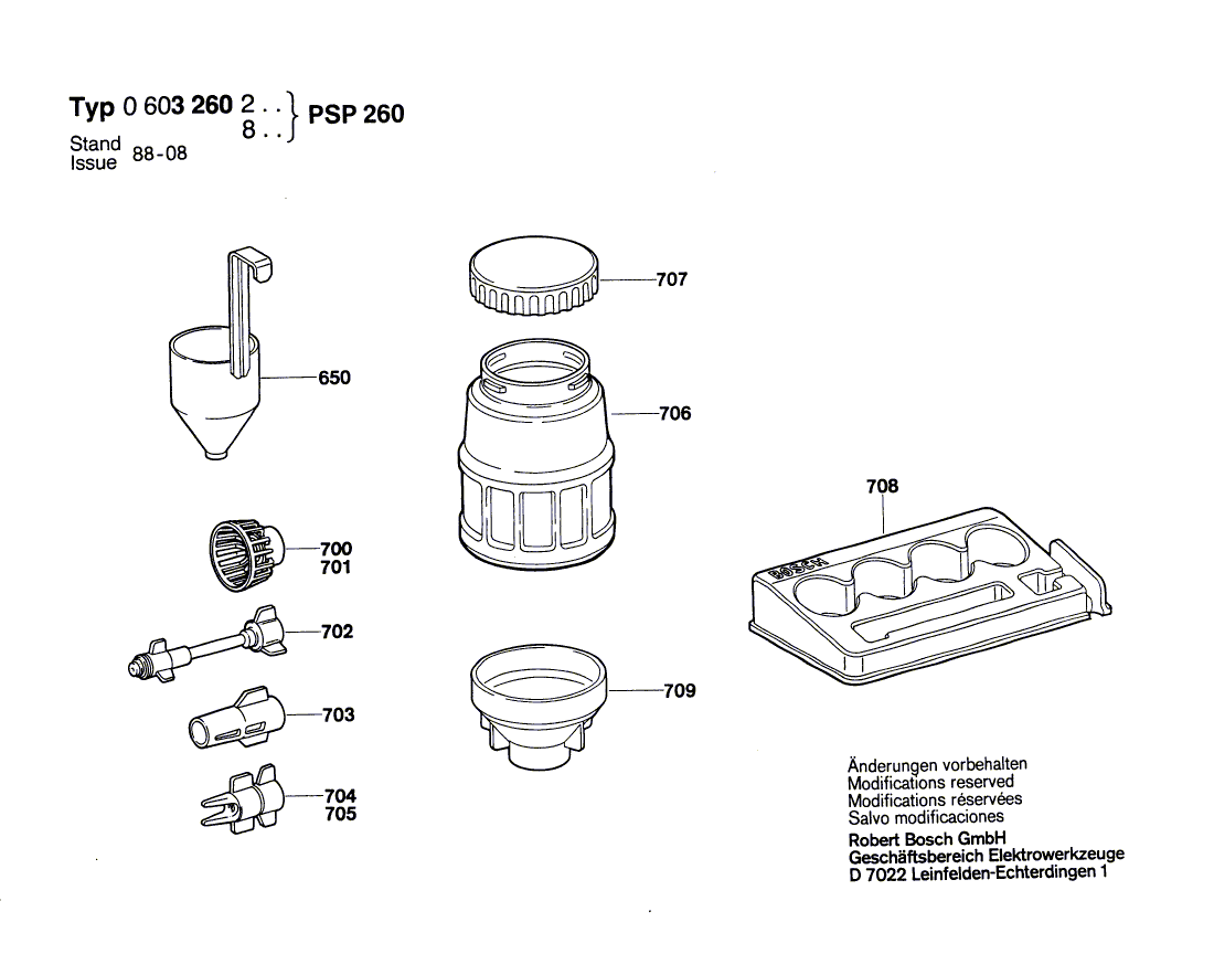 Для пистолета-распылителя Bosch PSP 260 220 V 0603260203, деталировка 2