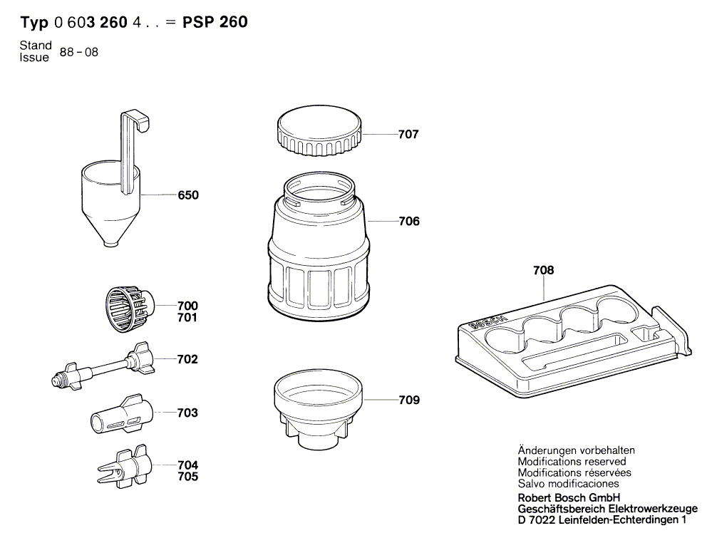 Для пистолета-распылителя Bosch PSP 260 220 V 0603260403, деталировка 2