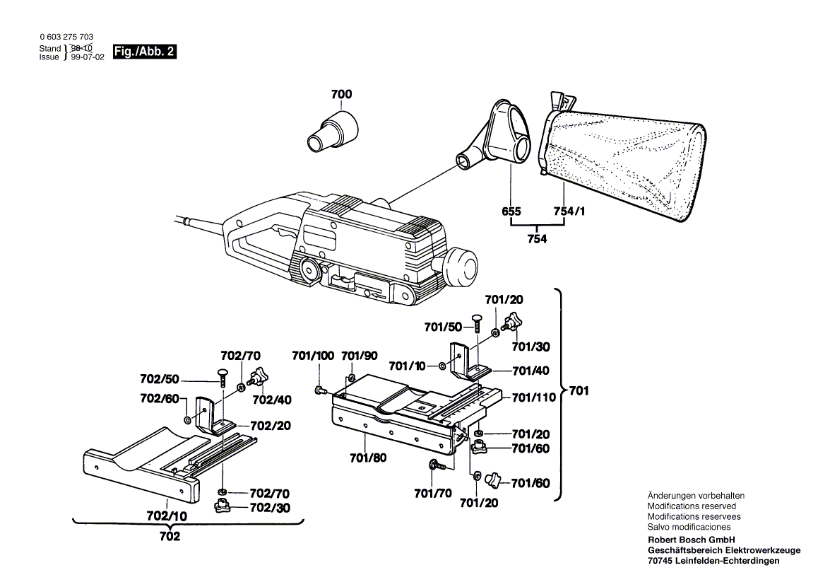 Для ленточной шлифовальной машины Bosch PBS 60 E 220 V 0603275703, деталировка 2