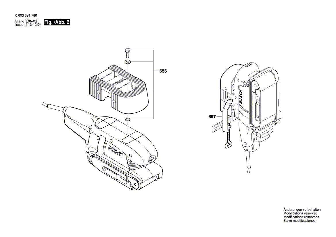 Для ленточной шлифовальной машины Bosch PBS 7 A/AE 230 V 0603391780, деталировка 2