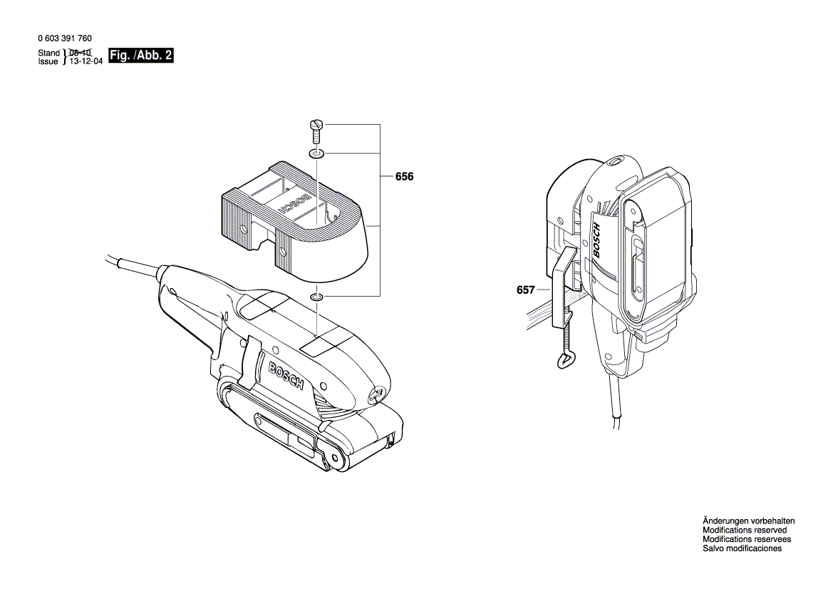 Для ленточной шлифовальной машины Bosch PBS 7 AE 230 V 0603391760, деталировка 2