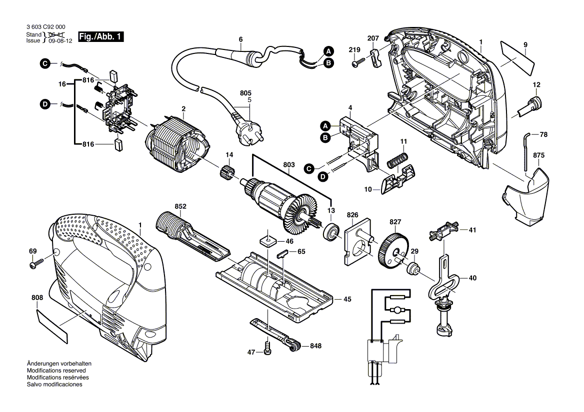 Для электролобзика Bosch PST 650 230 V 3603C92000, деталировка 1