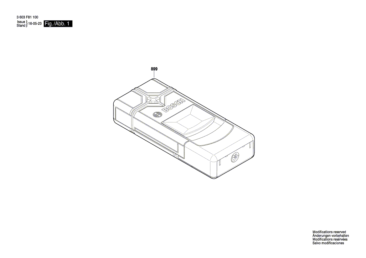 Для металлодетектора Bosch PMD 7 3603F81100, деталировка 1