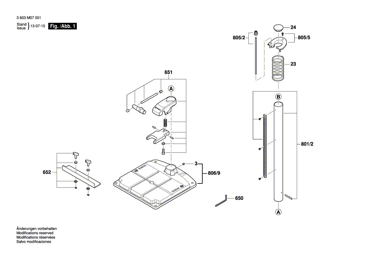 Для настольного сверлильного станка Bosch PBD 40 230 V 3603M07001, деталировка 1