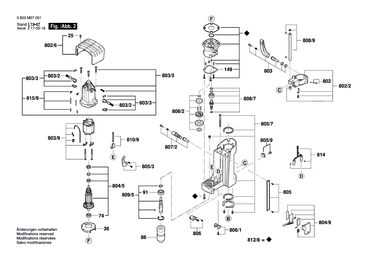 Для настольного сверлильного станка Bosch PBD 40 230 V 3603M07001, деталировка 2