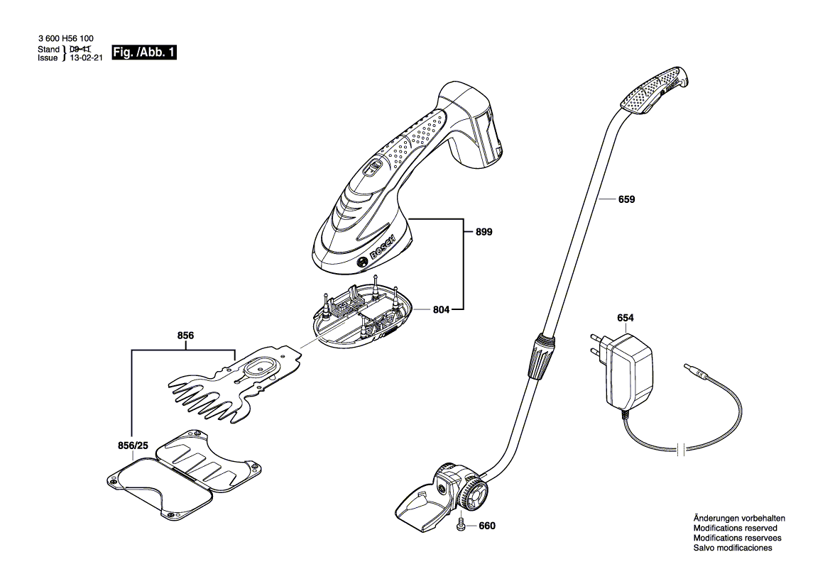 Для аккумуляторных ножниц Bosch AGS 10,8 LI 10.8 V 3600H56100, деталировка 1