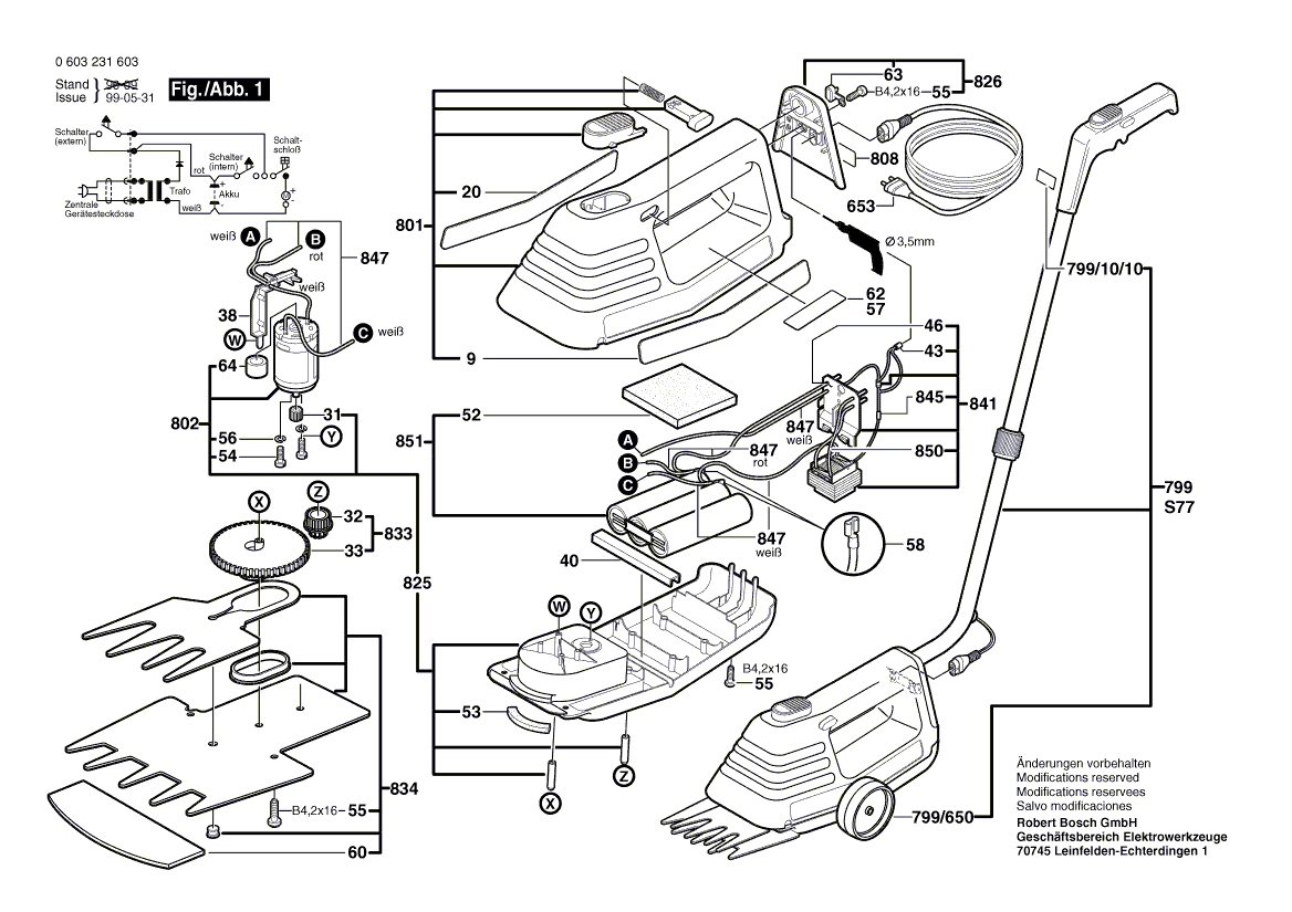 Для аккумуляторных ножниц Bosch AGS 10-6 230 V 0603231603, деталировка 1