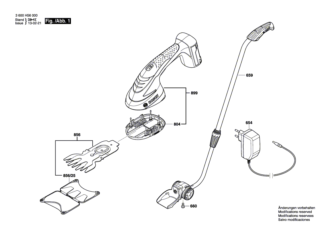 Для аккумуляторных ножниц Bosch AGS 7,2 LI 7.2 V 3600H56000, деталировка 1