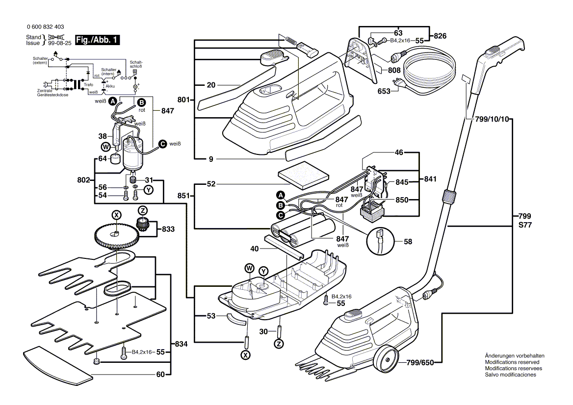 Для аккумуляторных ножниц Bosch AGS 70 7.2 V 0600832403, деталировка 1