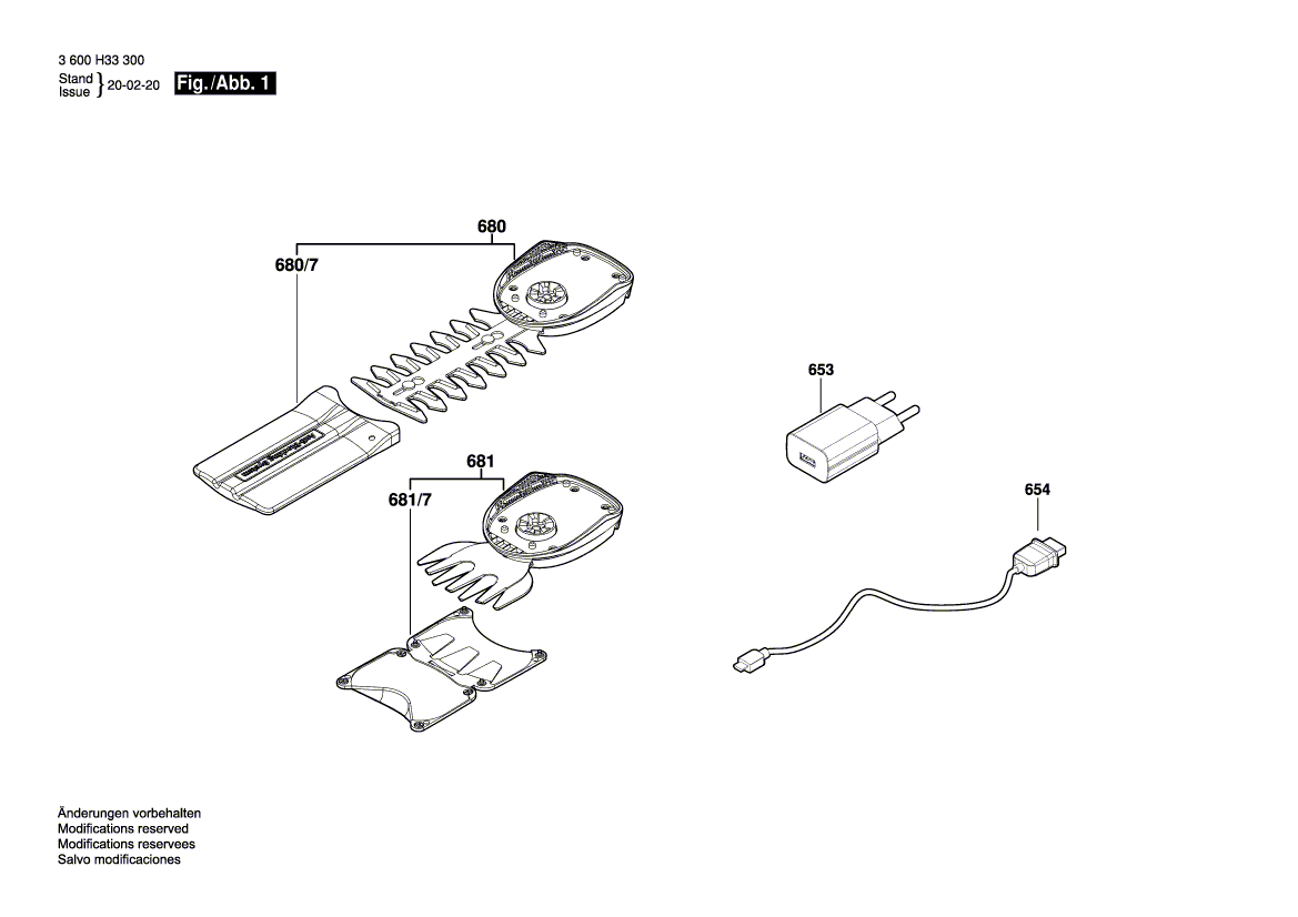 Для аккумуляторных ножниц Bosch EasyShear 3.6 V 3600H33300, деталировка 1