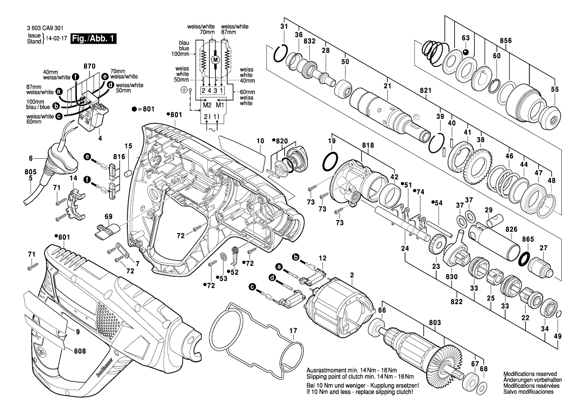 Для перфоратора Bosch PBH 2100 RE 230 V 3603CA9300, деталировка 1