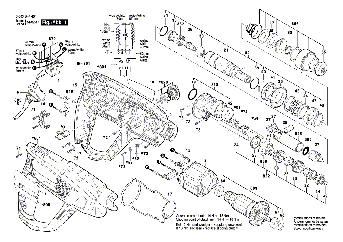 Для перфоратора Bosch PBH 2500 RE 230 V 3603B44401, деталировка 1