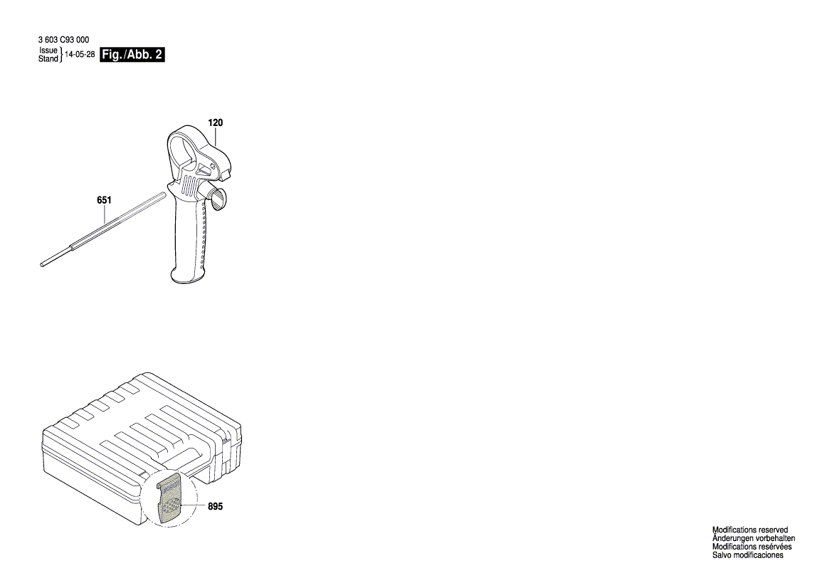 Для перфоратора Bosch PBH 3000 FRE 230 V 3603C93200, деталировка 2