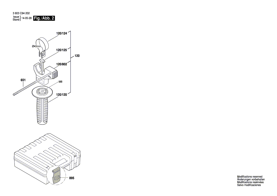 Для перфоратора Bosch PBH 3000-2 FRE 230 V 3603C94202, деталировка 2