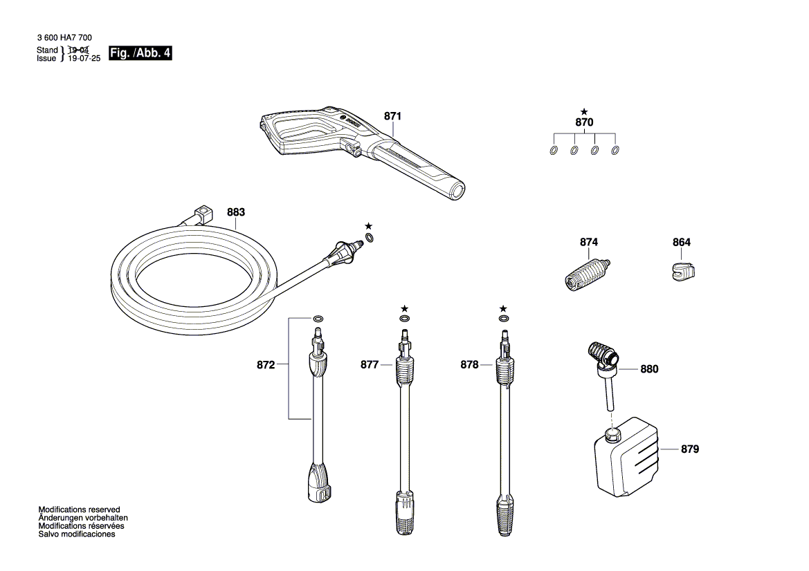 Для очистителя высокого давления Bosch AdvancedAquatak 150 230 V 3600HA7700, деталировка 4