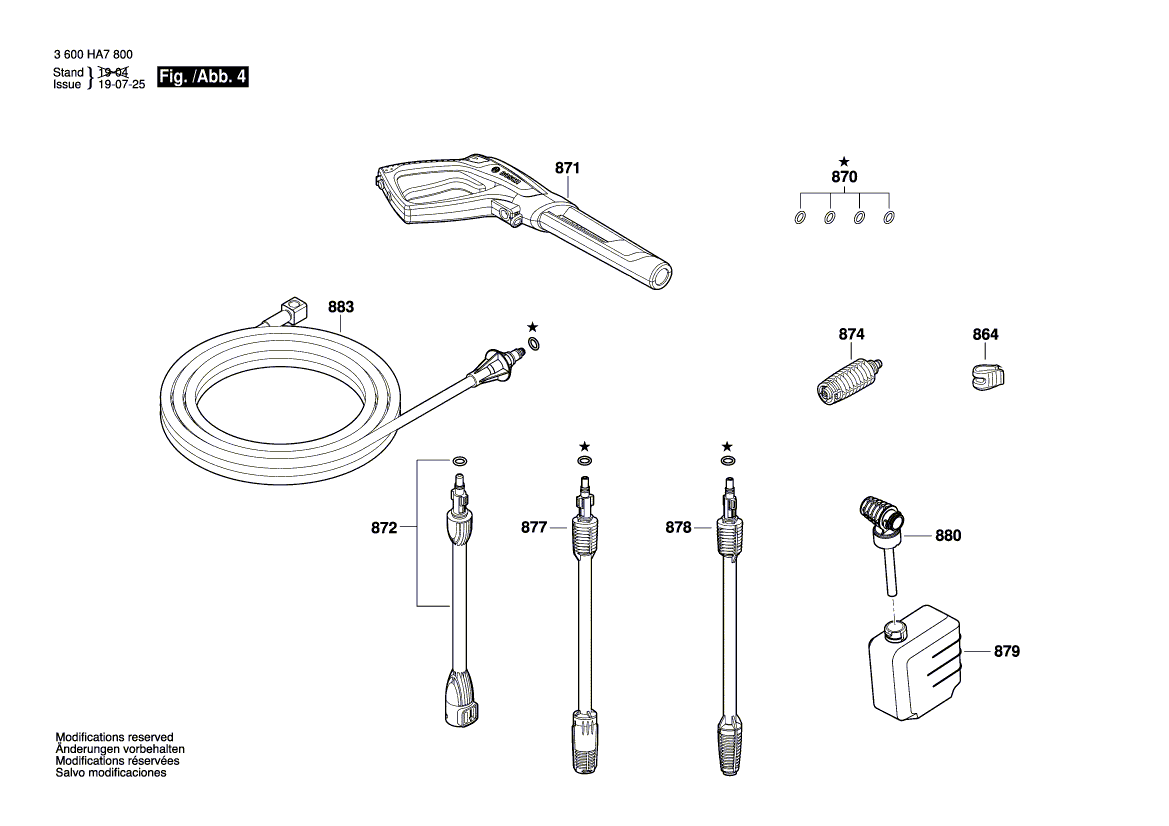 Для очистителя высокого давления Bosch AdvancedAquatak 160 230 V 3600HA7800, деталировка 4