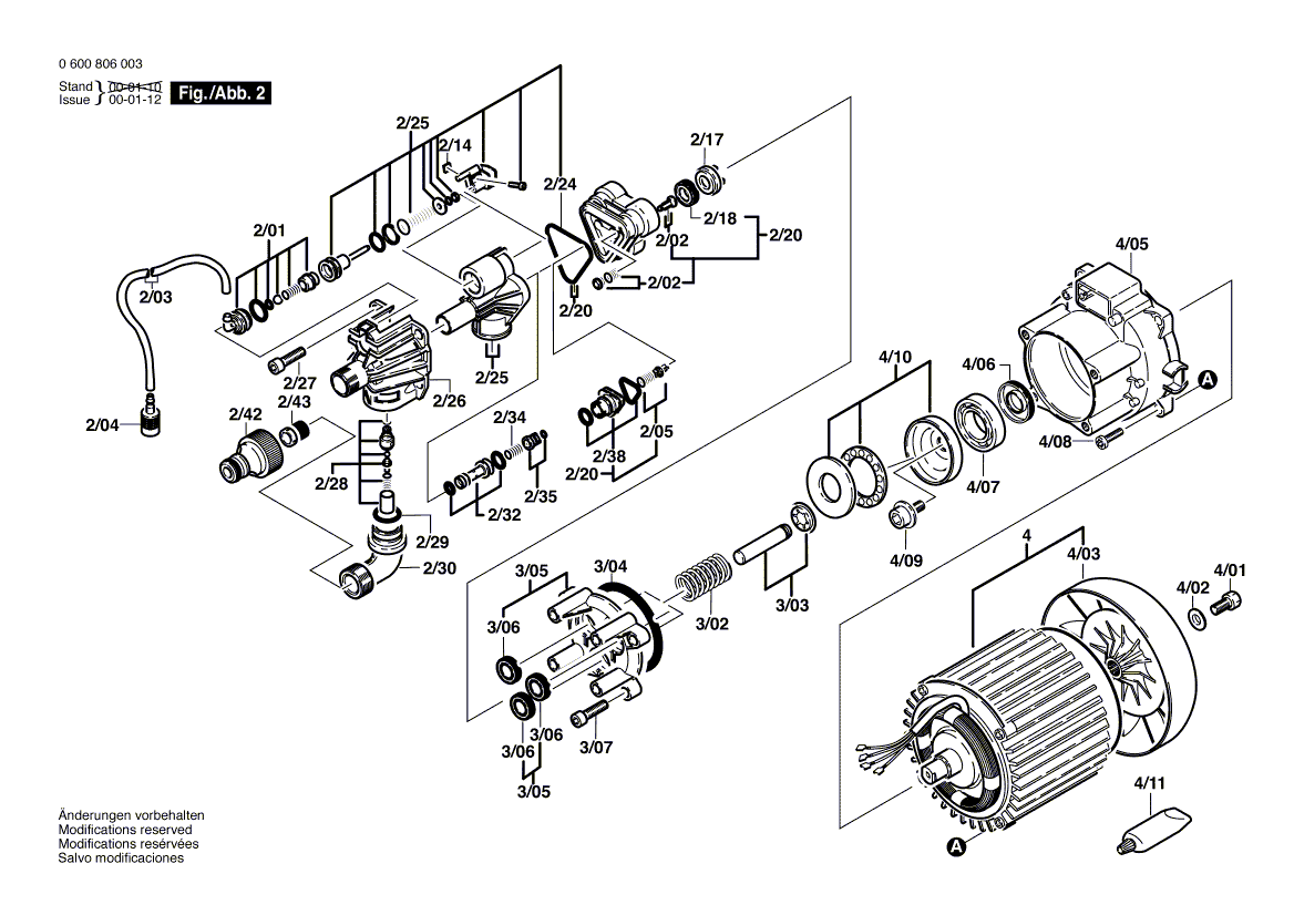 Для очистителя высокого давления Bosch AHR 1000 AS 230 V 0600806003, деталировка 2