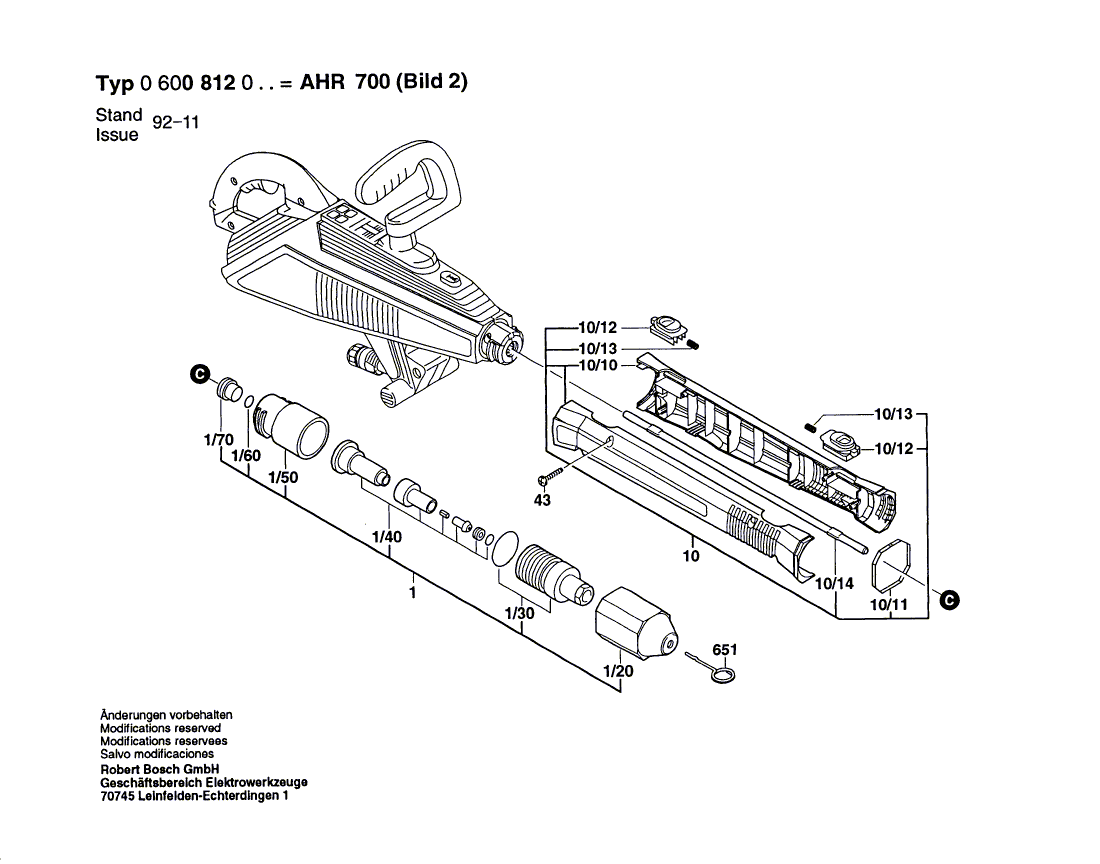 Для очистителя высокого давления Bosch AHR 700 230 V 0600812003, деталировка 2