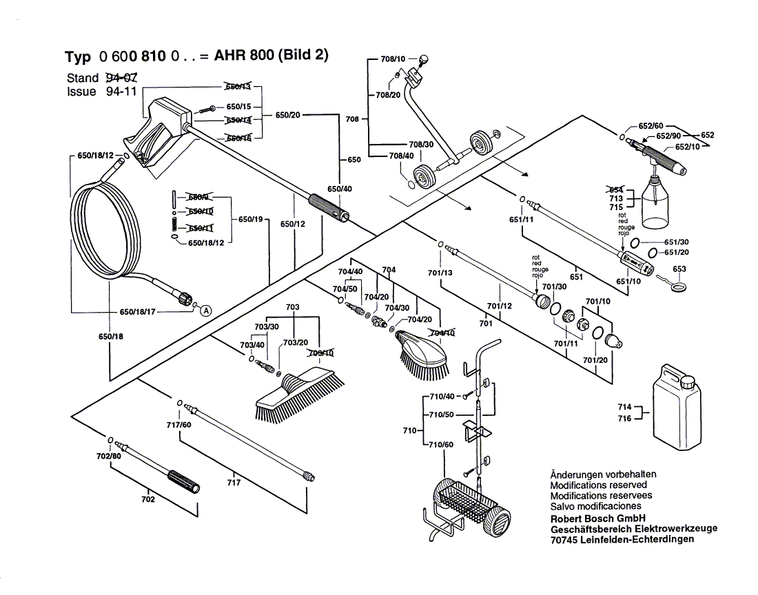 Для очистителя высокого давления Bosch AHR 800 230 V 0600810003, деталировка 2