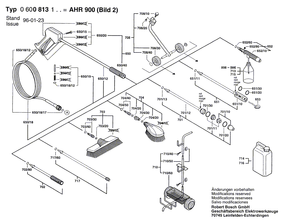 Для очистителя высокого давления Bosch AHR 900 230 V 0600813103, деталировка 2