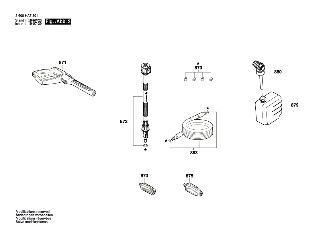 Для очистителя высокого давления Bosch AQT 42-13 230 V 3600HA7301, деталировка 3