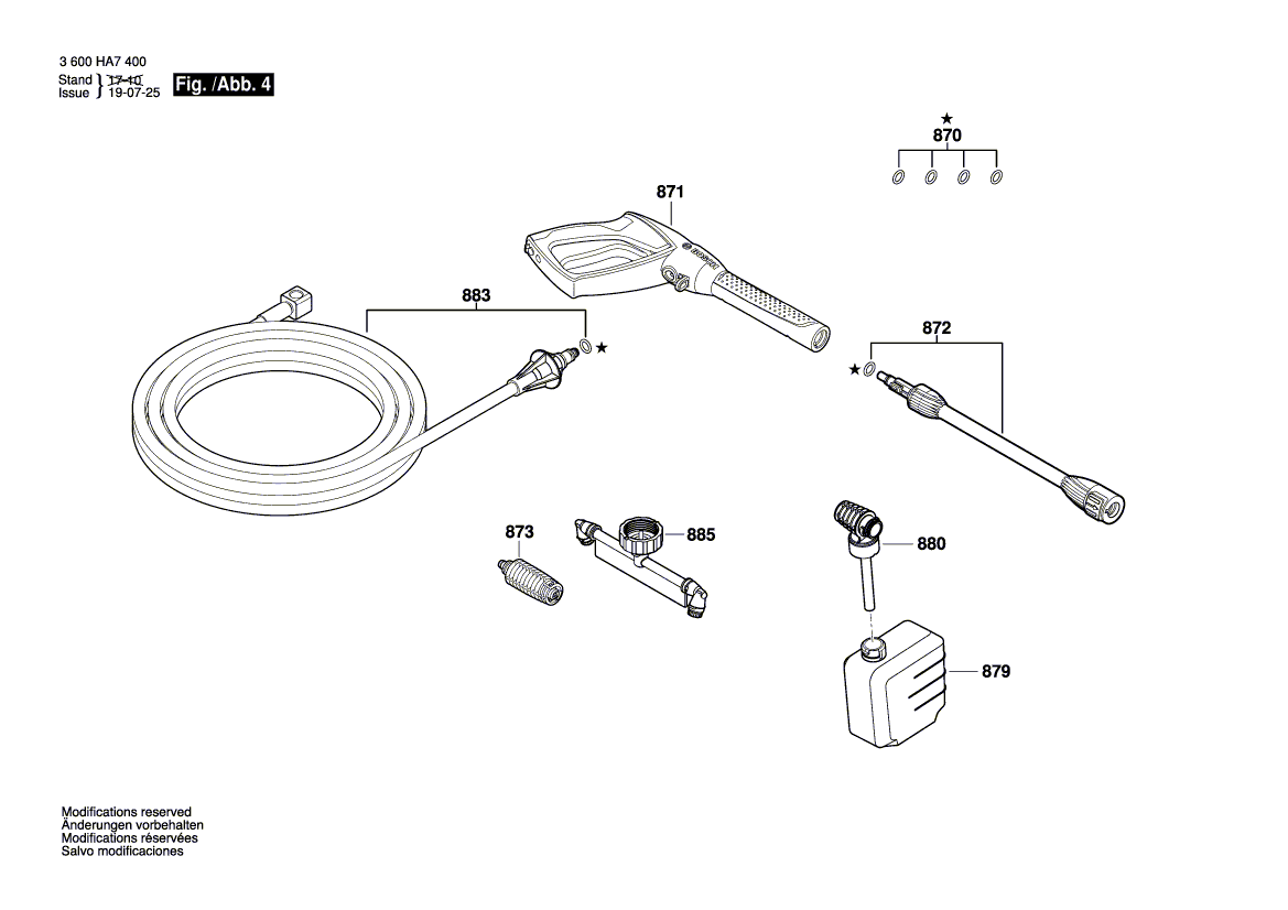 Для очистителя высокого давления Bosch AQT 45-14 X 230 V 3600HA7400, деталировка 4