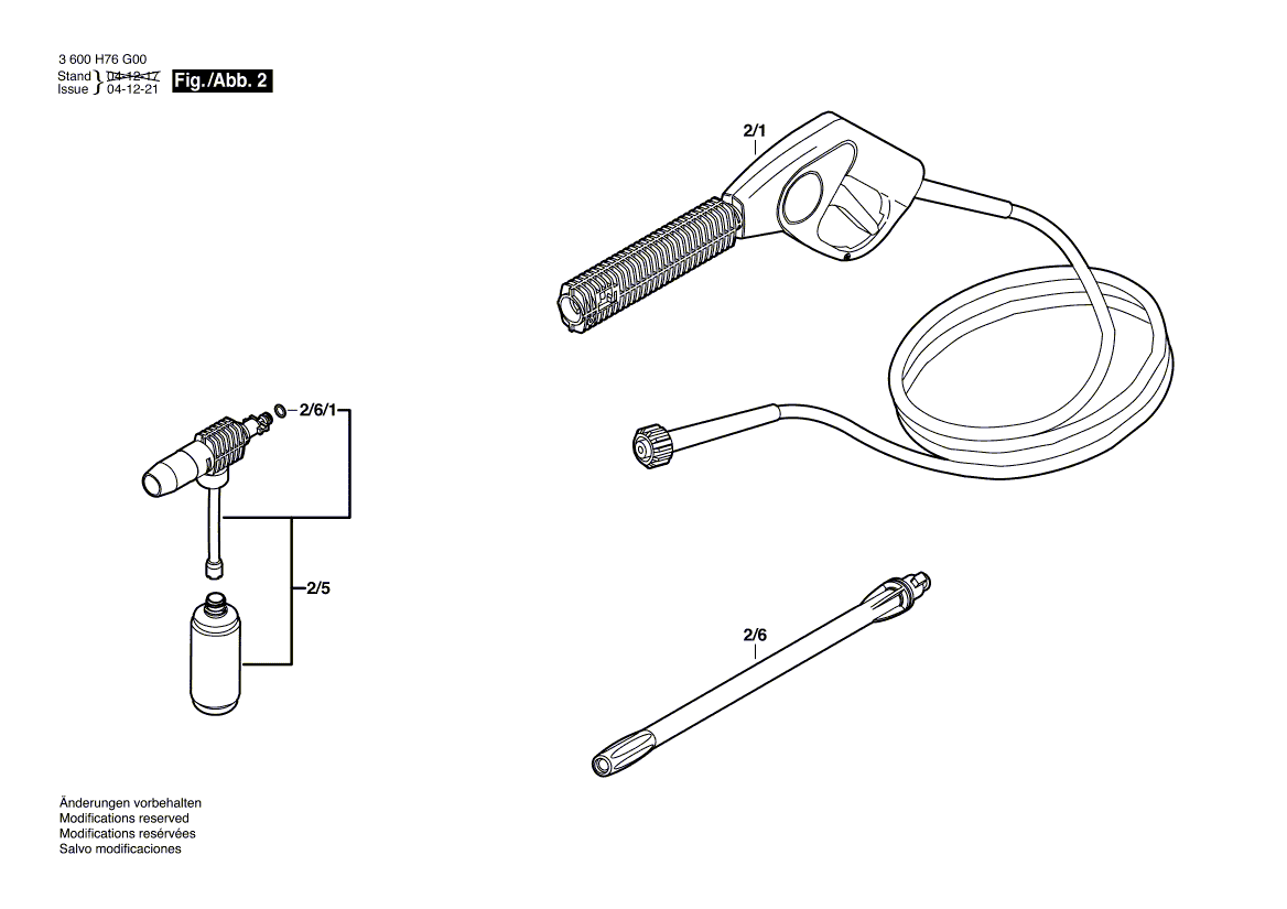 Для очистителя высокого давления Bosch AQUATAK 10 230 V 3600H76G00, деталировка 2