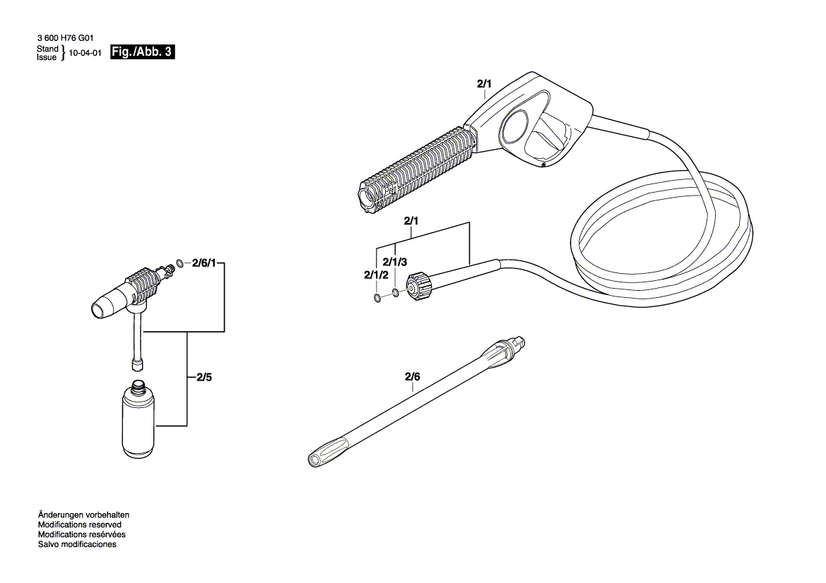 Для очистителя высокого давления Bosch AQUATAK 10 230 V 3600H76G01, деталировка 3