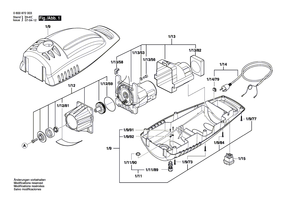 Для очистителя высокого давления Bosch AQUATAK 100 230 V 0600872003, деталировка 1