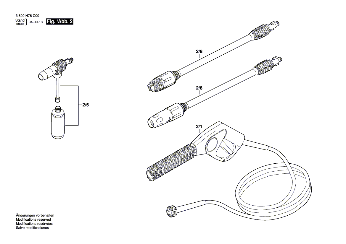 Для очистителя высокого давления Bosch AQUATAK 110 230 V 3600H76C00, деталировка 2