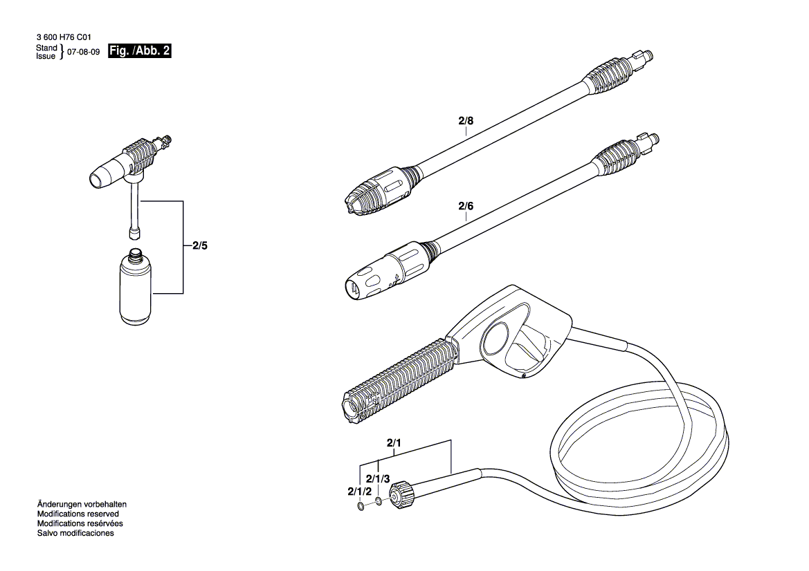 Для очистителя высокого давления Bosch AQUATAK 110 230 V 3600H76C01, деталировка 2