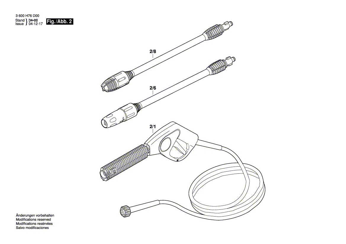 Для очистителя высокого давления Bosch AQUATAK 110 PLUS 230 V 3600H76D00, деталировка 2