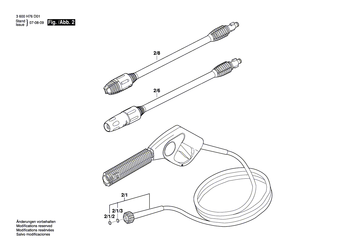 Для очистителя высокого давления Bosch AQUATAK 110 PLUS 230 V 3600H76D01, деталировка 2