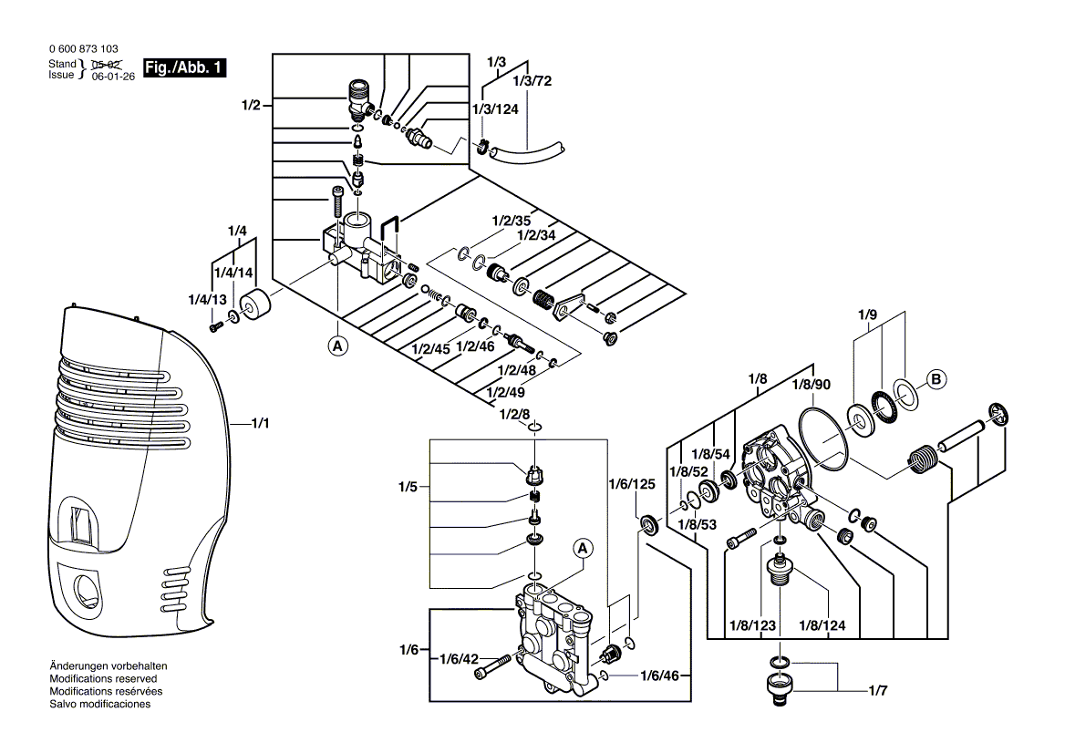 Для очистителя высокого давления Bosch AQUATAK 1250 230 V 0600873103, деталировка 1