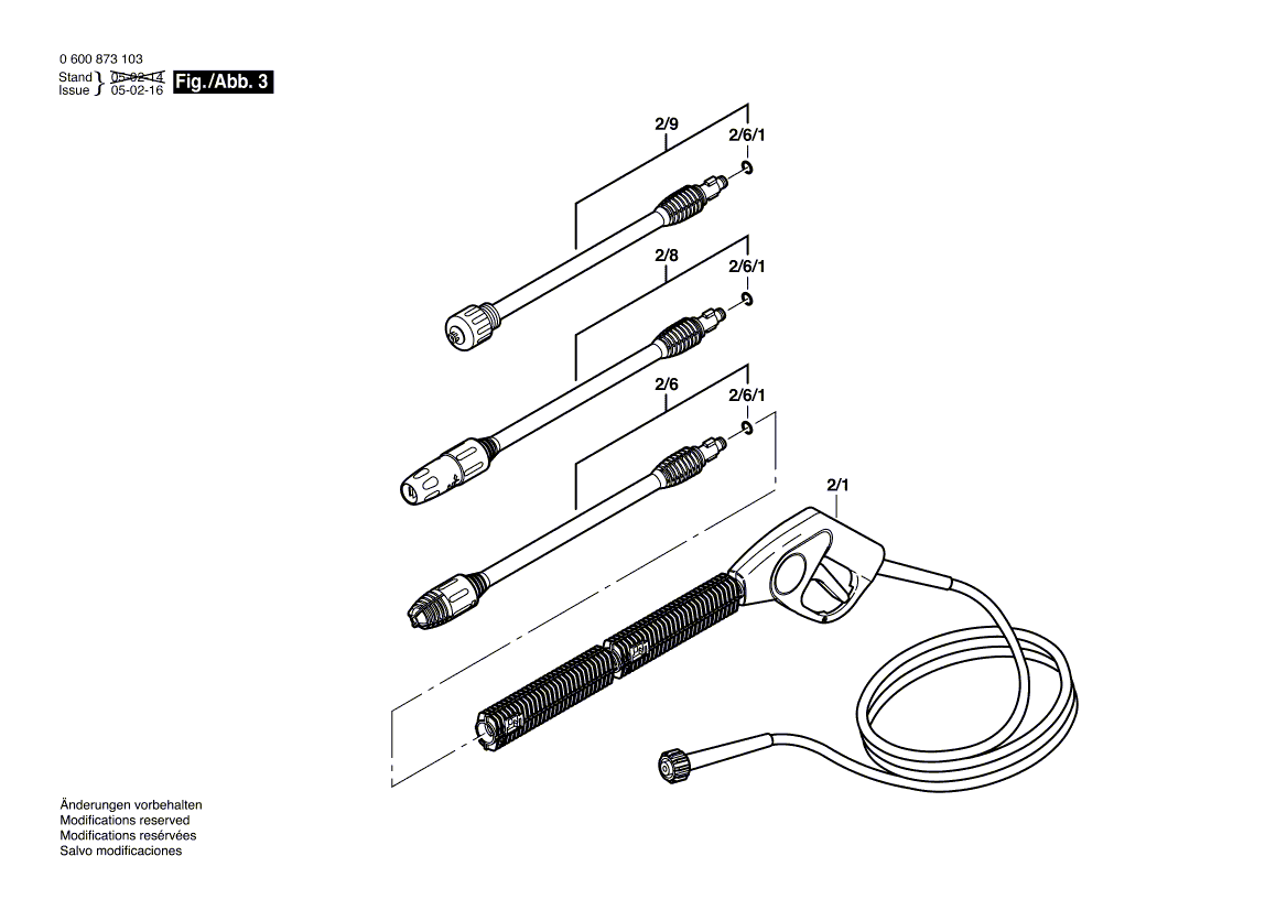 Для очистителя высокого давления Bosch AQUATAK 1250 230 V 0600873103, деталировка 3