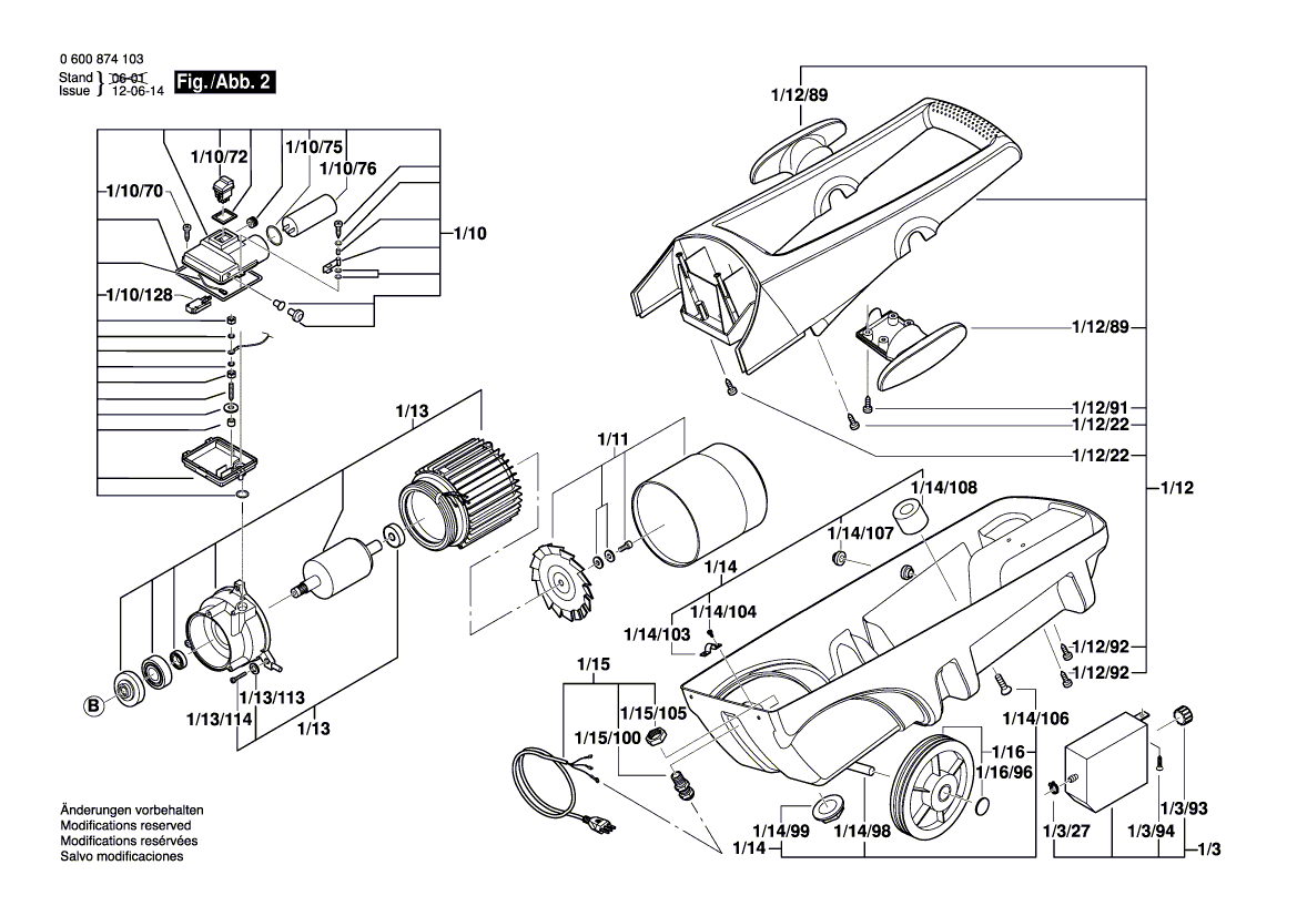 Для очистителя высокого давления Bosch AQUATAK 1350 230 V 0600874103, деталировка 2