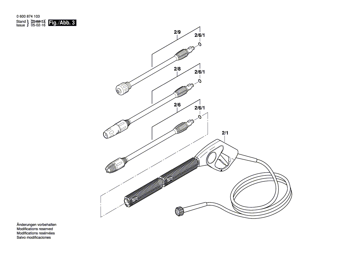 Для очистителя высокого давления Bosch AQUATAK 1350 230 V 0600874103, деталировка 3